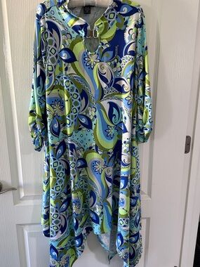 Bold Blue & Lime Paisley Tunic Dress